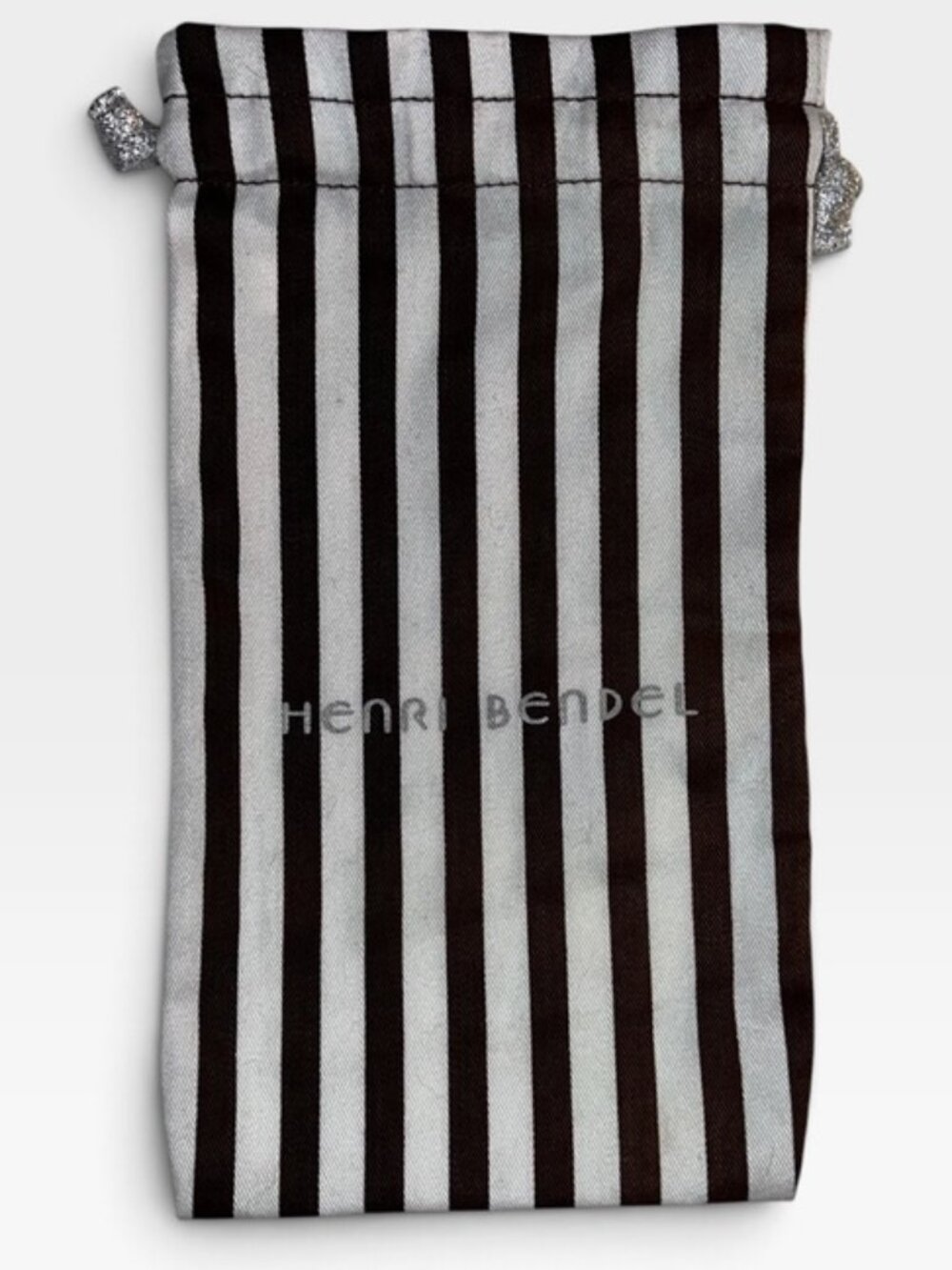 Henri Bendel brown white stripe classic 6x10 drawstring dust bag